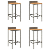 Vidaxl barkrukken 4 st poly rattan en massief acaciahout grijs