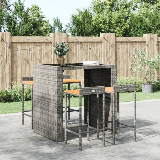 Vidaxl barkrukken 4 st poly rattan en massief acaciahout grijs