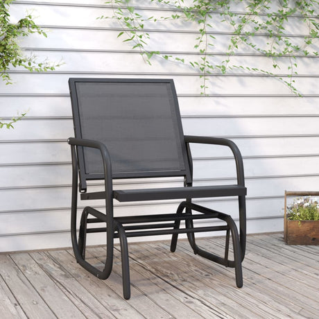 Vidaxl schuifstoel tuin 61x76x87 cm textileen en staal zwart