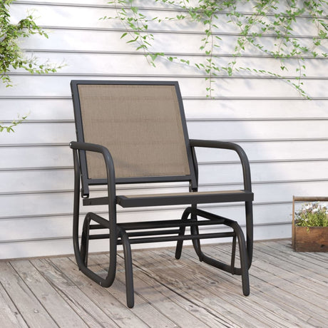 Vidaxl schuifstoel voor tuin 61x76x87 cm textileen staal bruin
