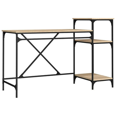 Vidaxl bureau schappen 135x50x90 bewerkt hout en ijzer sonoma eiken
