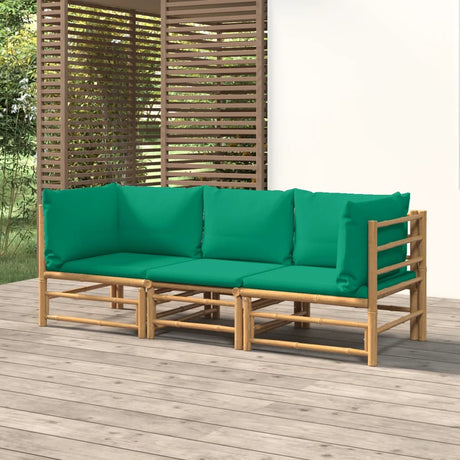 Vidaxl 3-delige loungeset met kussens bamboe groen