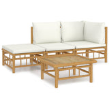 Vidaxl 4-delige loungeset met kussens bamboe crèmewit