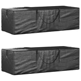 Vidaxl opbergtassen tuinkussens 2 st 135x40x55 cm polyetheen zwart