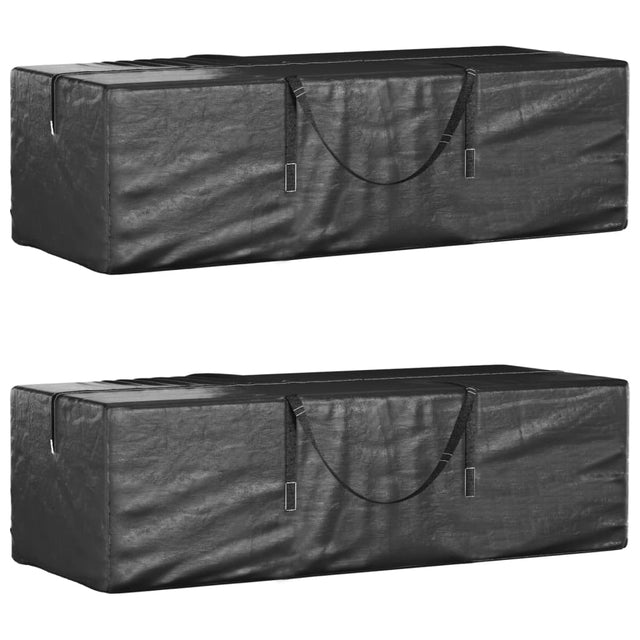 Vidaxl opbergtassen tuinkussens 2 st 135x40x55 cm polyetheen zwart