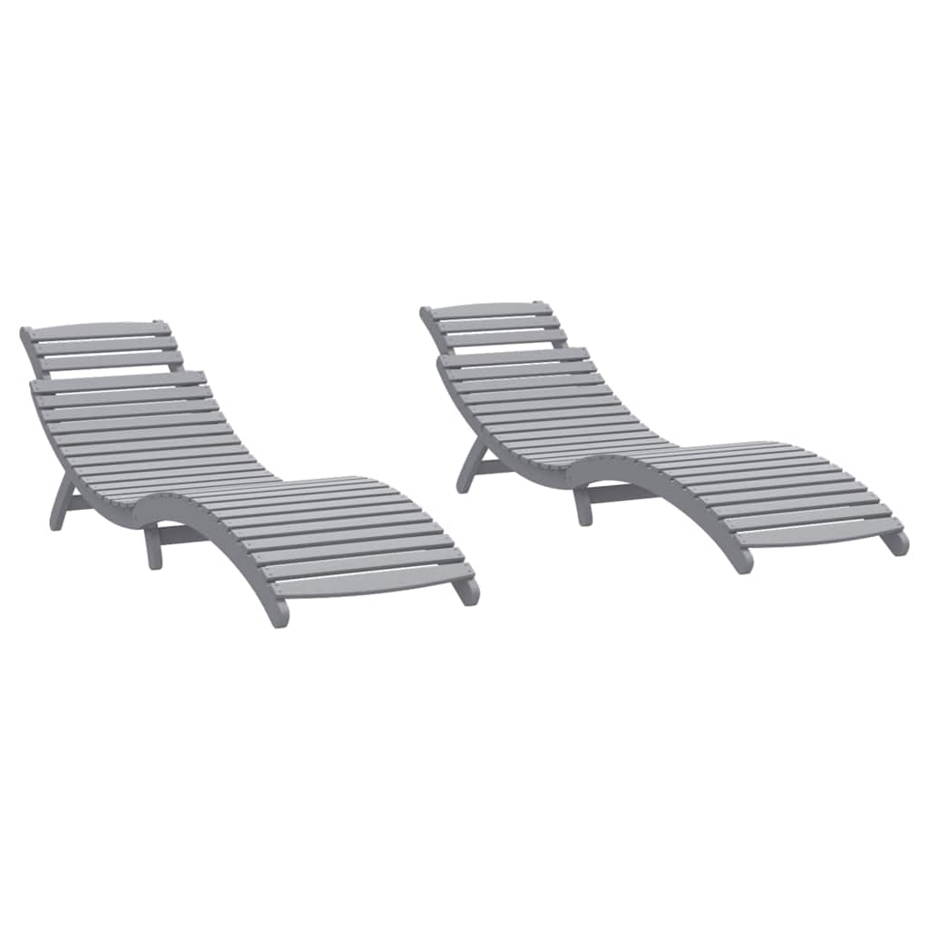 Vidaxl ligbedden 2 st 184x55x64 cm massief acaciahout grijs
