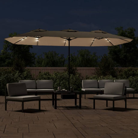 Podwójny dach parasola Vidaxx z diodami LED 449x265 cm, kolor ciemnoszary