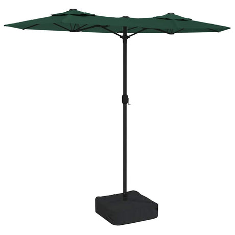 Podwójny parasol Vidaxx z diodami LED 316x145 cm zielony