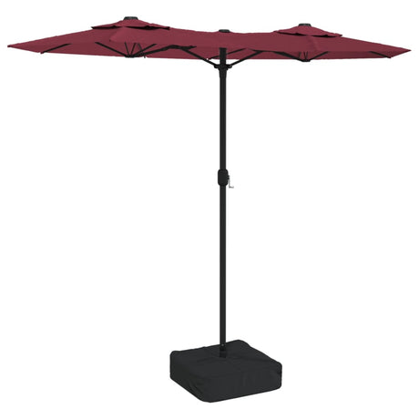 Podwójny dach parasola Vidaxx z diodami LED 316x240 cm bordowy
