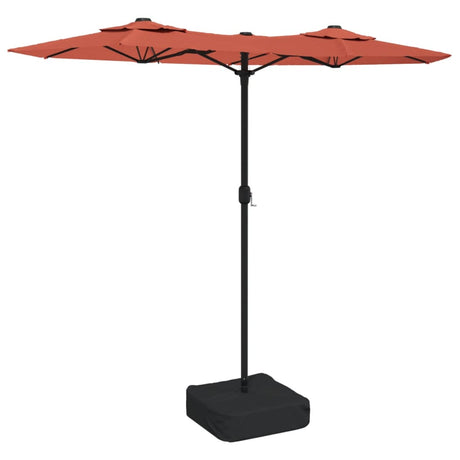 Podwójny dach parasola Vidaxx z diodami LED 316x145 cm w kolorze terakoty