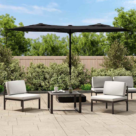 Podwójny dach parasola Vidaxx z diodami LED 316x145 cm czarny