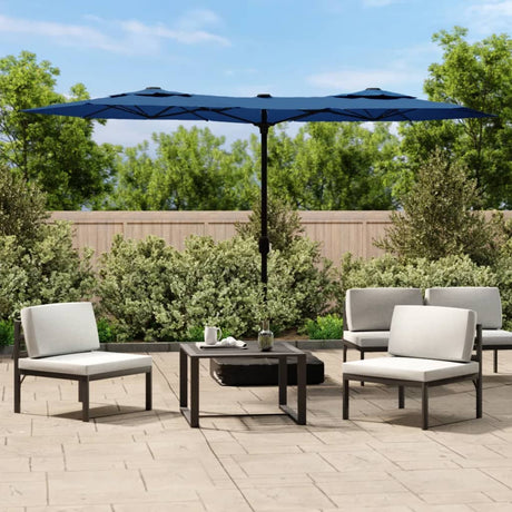 Podwójny dach parasola Vidaxx z diodą LED 316x145 cm lazurowy