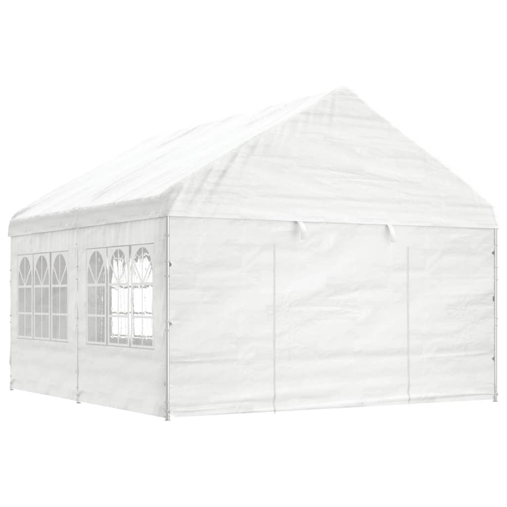 VidaXL Altana z dachem 4,46x4,08x3,22 m, polietylen, biała
