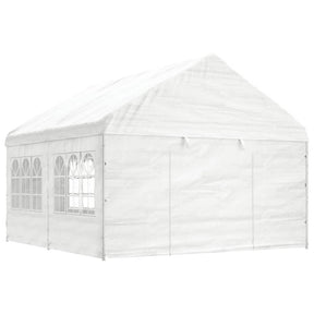 VidaXL Altana z dachem 4,46x4,08x3,22 m, polietylen, biała