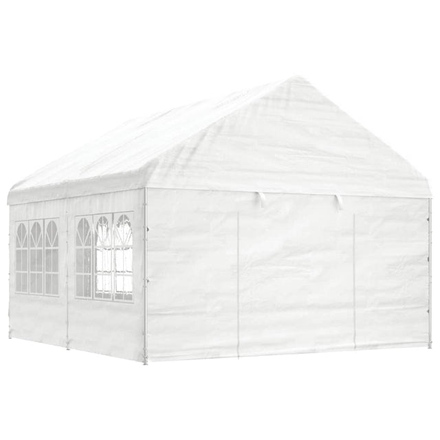 VidaXL Altana z dachem 4,46x4,08x3,22 m, polietylen, biała