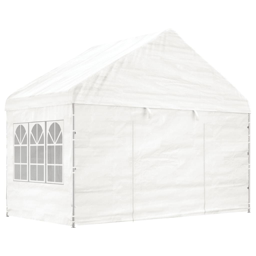 VidaXL Altana z dachem 4,46x4,08x3,22 m, polietylen, biała