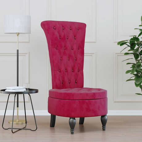 Vidaxl stoel hoge rugleuning met knopen fluweel wijnrood