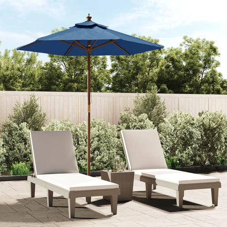 Vidaxl parasol met houten paal 196x231 cm azuurblauw