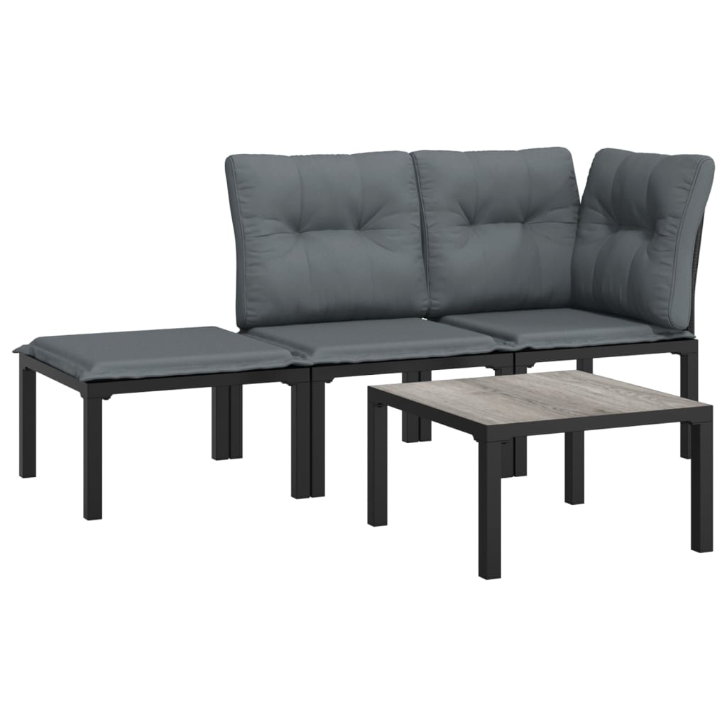 Vidaxl 4-delige loungeset poly rattan zwart en grijs
