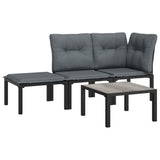 Vidaxl 4-delige loungeset poly rattan zwart en grijs