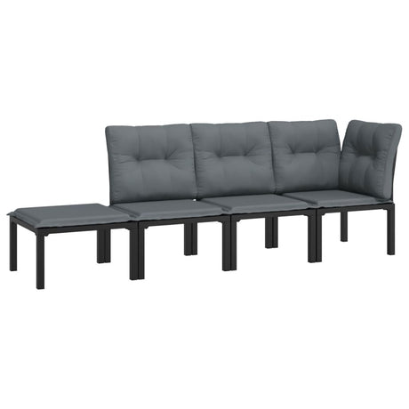 Vidaxl 4-delige loungeset poly rattan zwart en grijs
