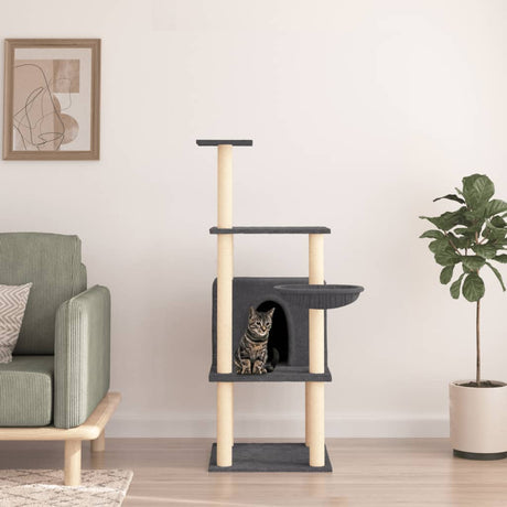 Meble dla kota Vidaxl z drapakami sizalowymi 132 cm ciemnoszary