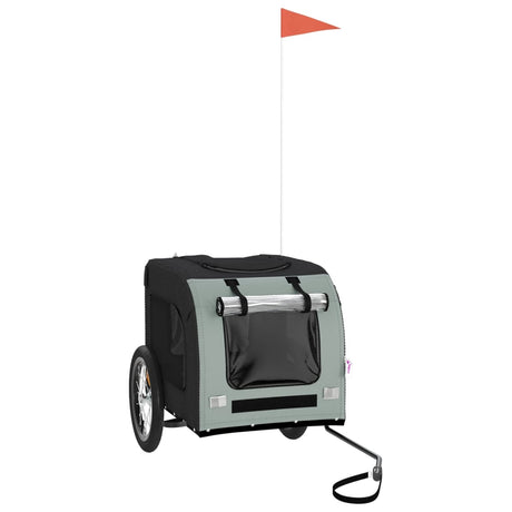 Vidaxl Dog Bike Trailer Oxford Fabric i żelaza czarno -szarość