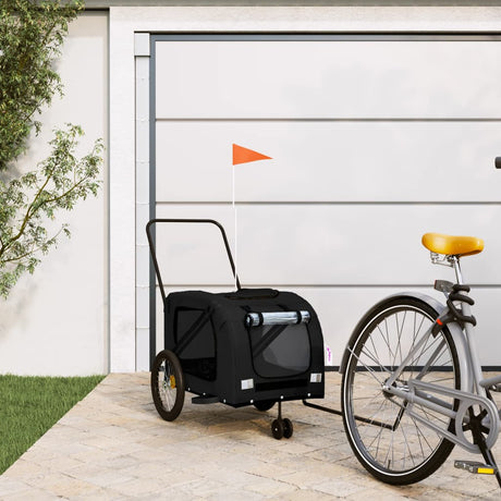 Vidaxl Dog Bike Trailer Oxford Fabric i żelaza czarna