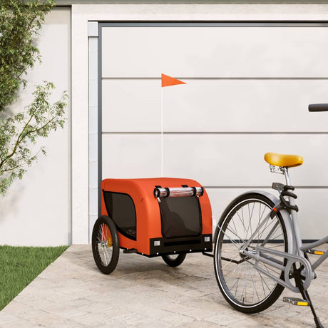 Vidaxl Dog Bike Trailer Oxford Fabric oraz żelaza pomarańczowa i czarna