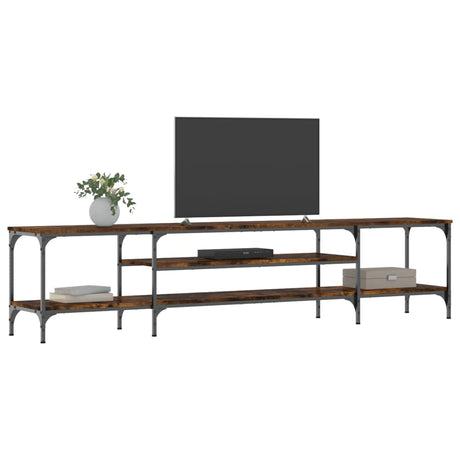 Vidaxl tv-meubel 201x35x45 cm bewerkt hout en ijzer gerookt eikenkleur
