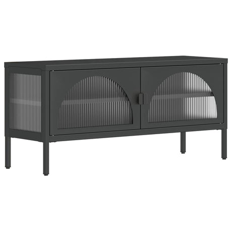 Vidaxl tv-meubel 105x35x50 cm glas en staal zwart