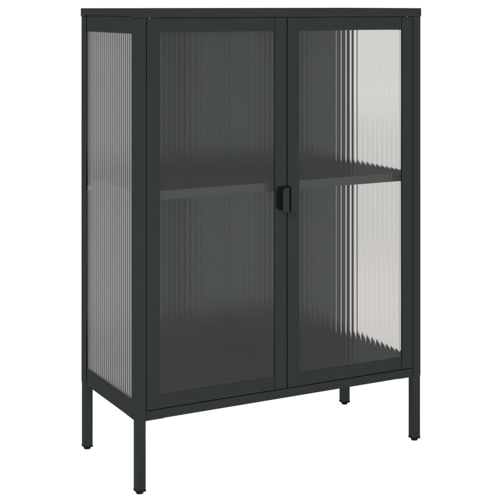 Vidaxl dressoir 75x35x105 cm glas en staal zwart