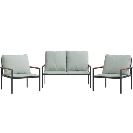 Vidaxl 3-delige loungeset met kussens staal antracietkleurig