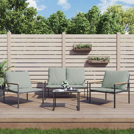Vidaxl 3-delige loungeset met kussens staal antracietkleurig
