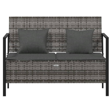 Vidaxl tuinbank 2-zits met kussens poly rattan grijs
