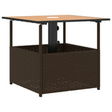 Vidaxl tuintafel met parasolgat 55x55x46,5 cm poly rattan bruin