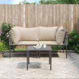 Vidaxl 3-delige loungeset met kussens poly rattan grijs