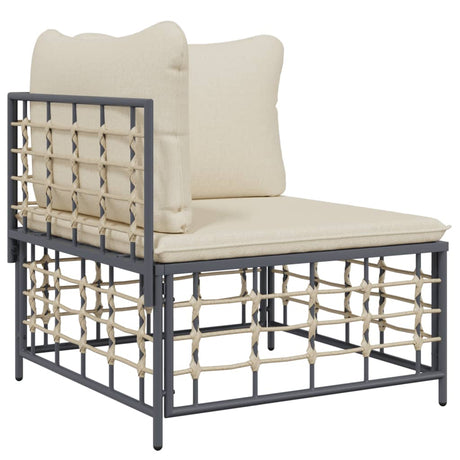 Vidaxl tuinhoekbank met beige kussens poly rattan