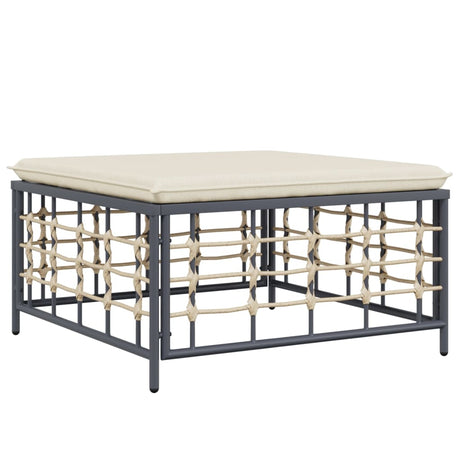 Vidaxl tuinvoetenbank met beige kussen poly rattan