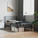 Vidaxl bedframe met hoofdbord metaal zwart 90x200 cm