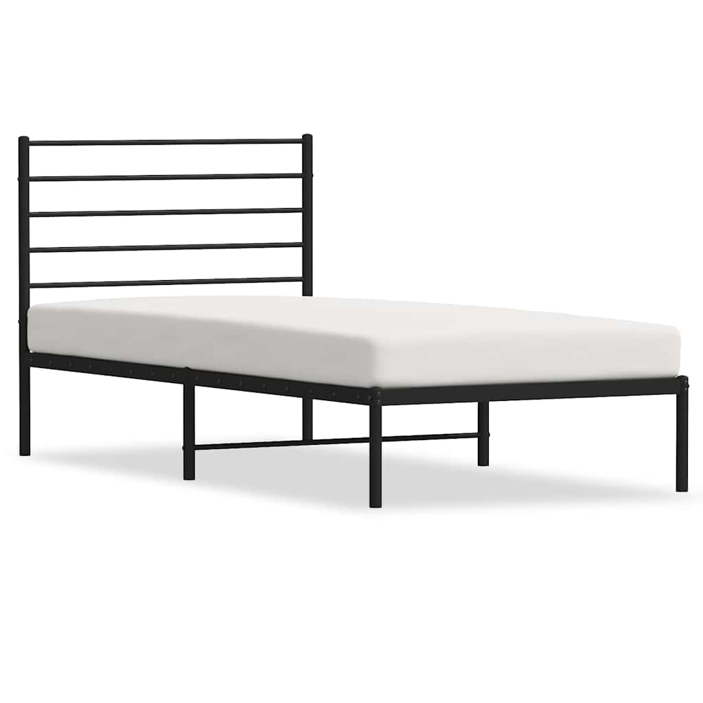 Vidaxl bedframe met hoofdbord metaal zwart 100x190 cm