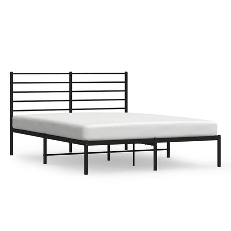 Vidaxl bedframe met hoofdbord metaal zwart 140x190 cm