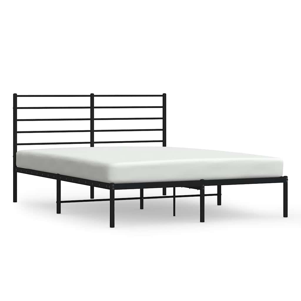Vidaxl bedframe met hoofdbord metaal zwart 140x200 cm
