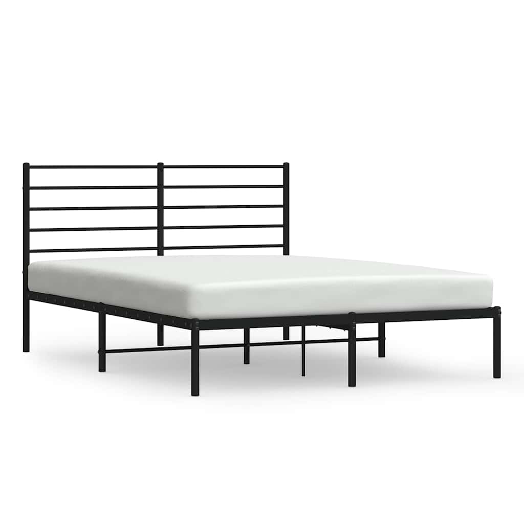 Vidaxl bedframe met hoofdbord metaal zwart 150x200 cm