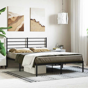 Vidaxl bedframe met hoofdbord metaal zwart 160x200 cm