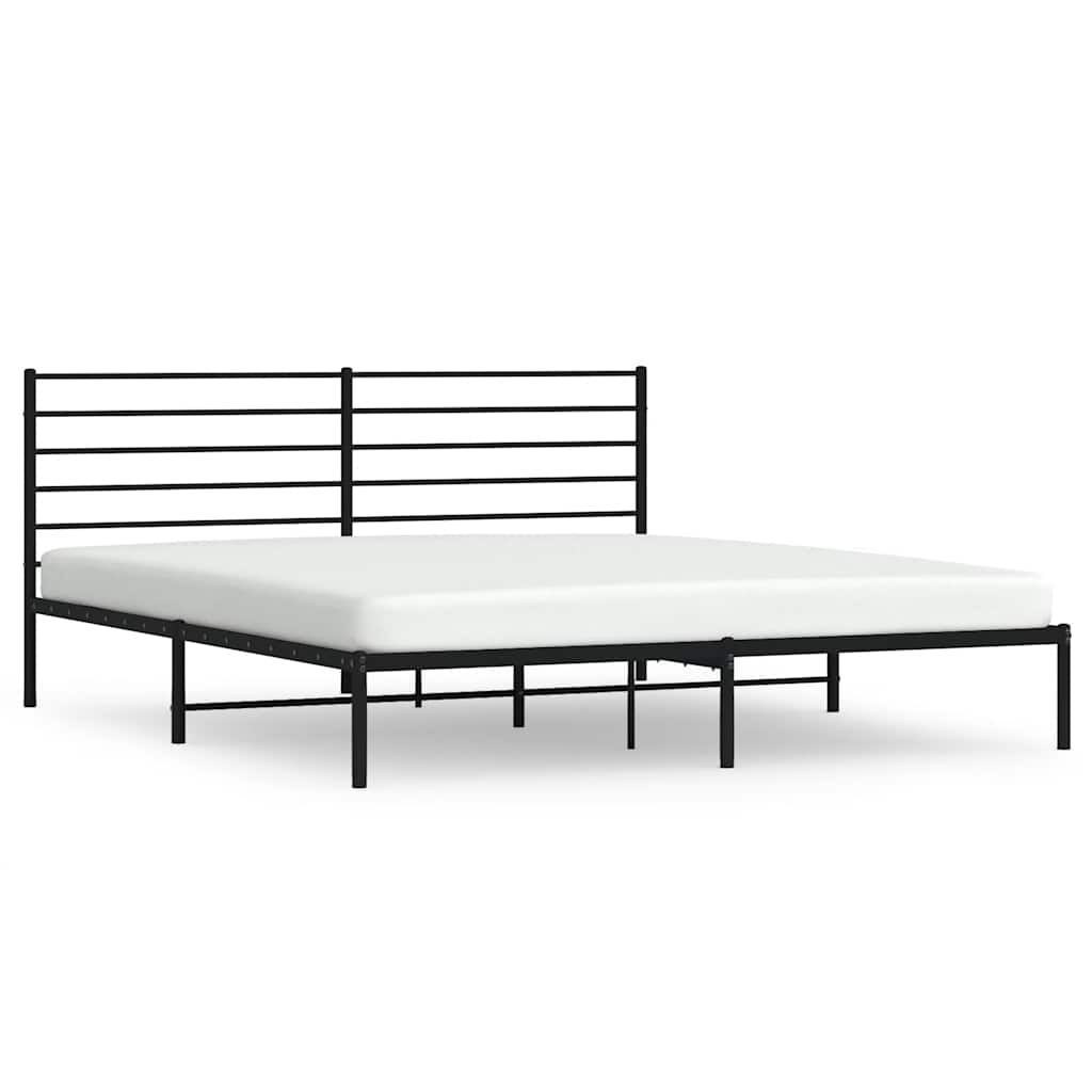 Vidaxl bedframe met hoofdbord metaal zwart 183x213 cm