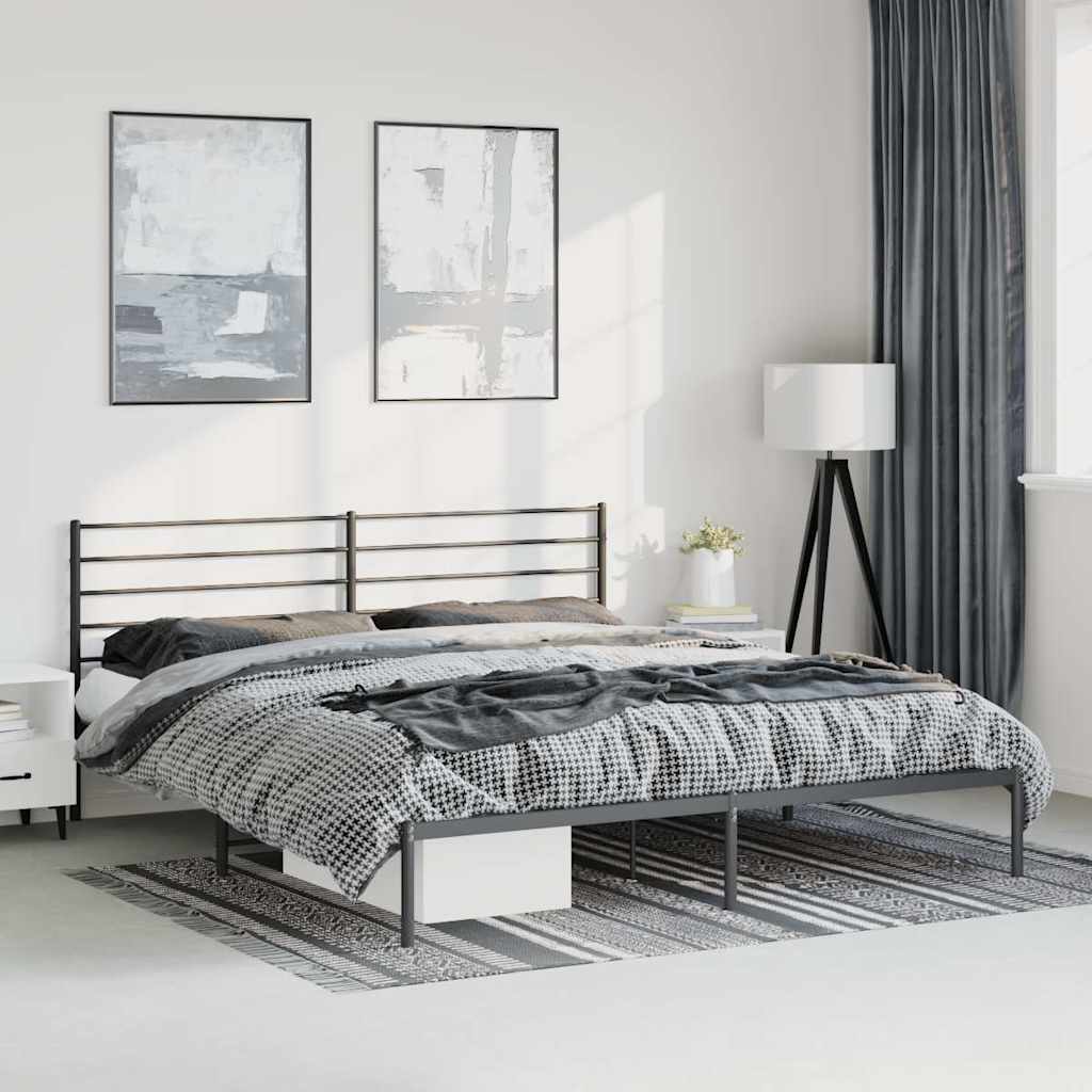 Vidaxl bedframe met hoofdbord metaal zwart 183x213 cm