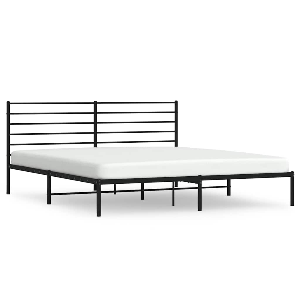 Vidaxl bedframe met hoofdbord metaal zwart 193x203 cm