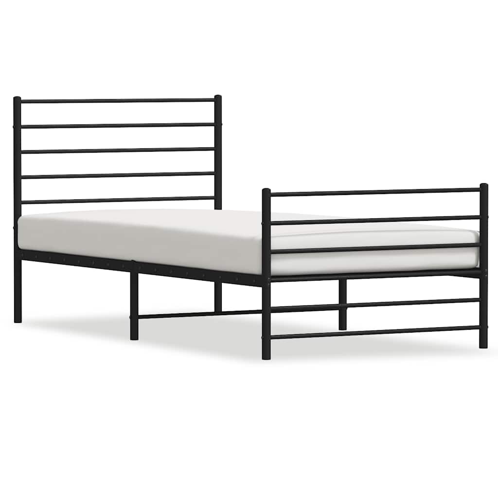 Vidaxl bedframe met hoofd- en voeteneinde metaal zwart 90x200 cm