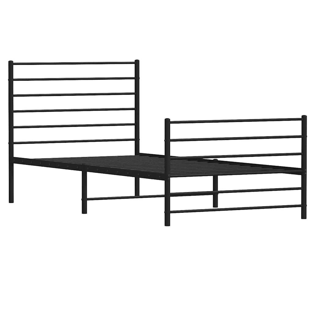 Vidaxl bedframe met hoofd- en voeteneinde metaal zwart 90x200 cm